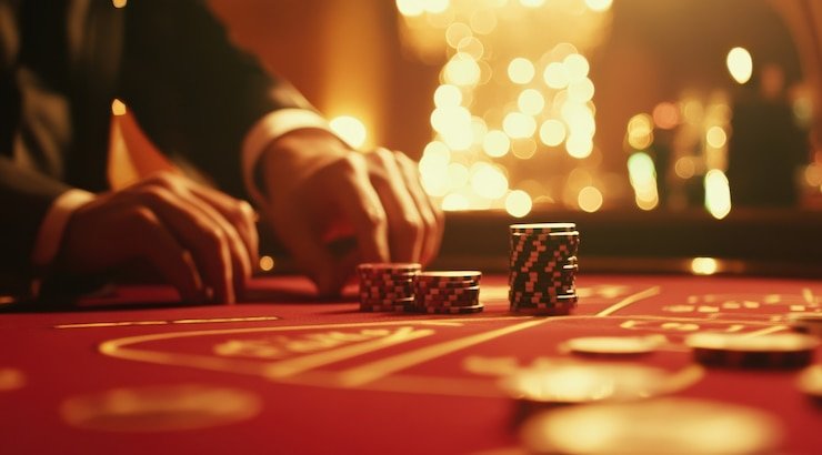 Tampilan kasino langsung pararaja777 dengan meja roulette dan pemain